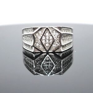 Sparkling UNISEX Sterling Silver & CZ Ring from India Sz 10